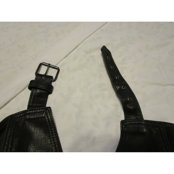 VTG US Made Co. Middleton Ma. Black Leather Motorcycle Chaps w/zipper-Sz L - Picture 5 of 10